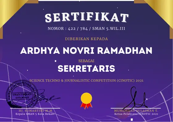 CINOTIC 2021 — Event Secretary certificate